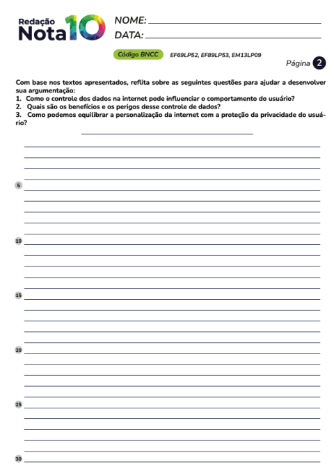 Atividades de Redação - Redação nota 10